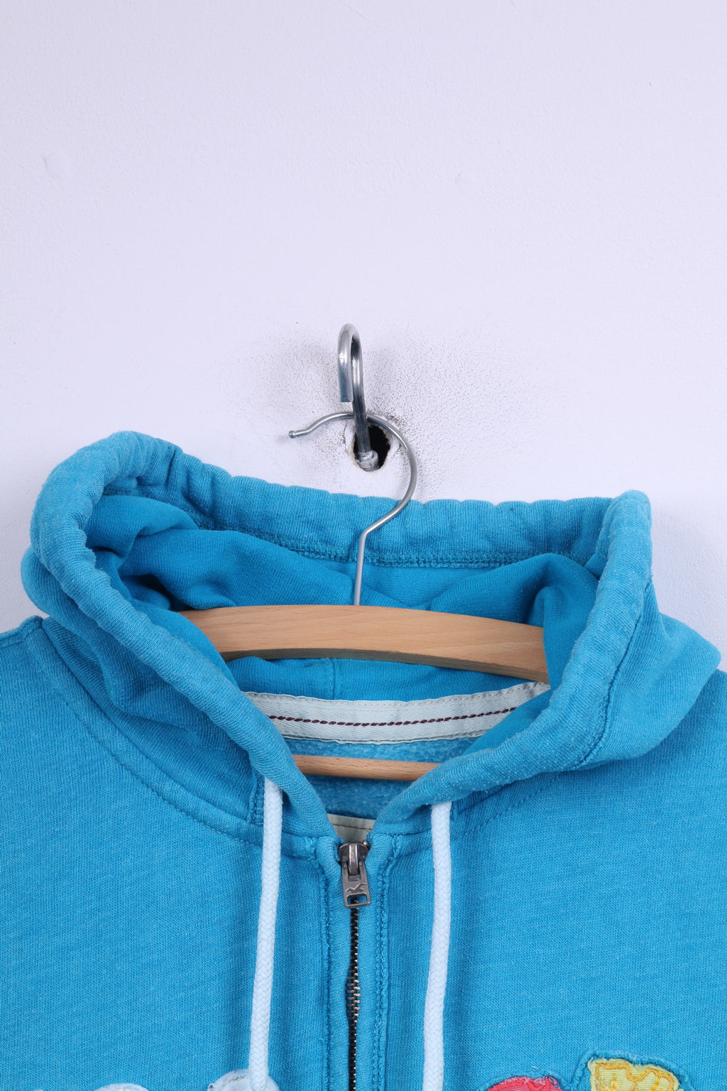 Hollister California Womens L (M) Sweatshirt Hooded Jumper Full Zipper Blue Aloha Hoodie