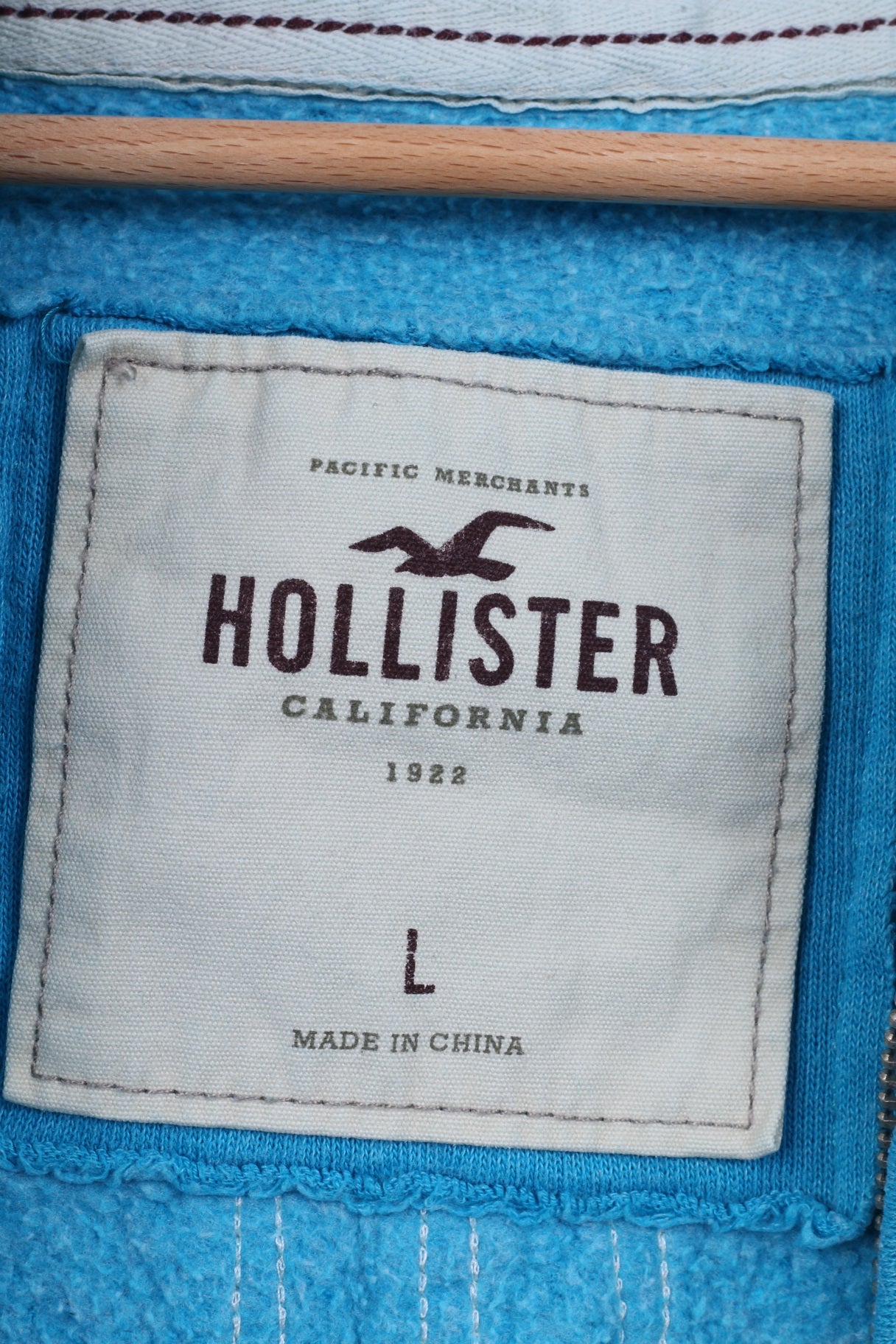 Hollister California Womens L (M) Sweatshirt Hooded Jumper Full Zipper Blue Aloha Hoodie
