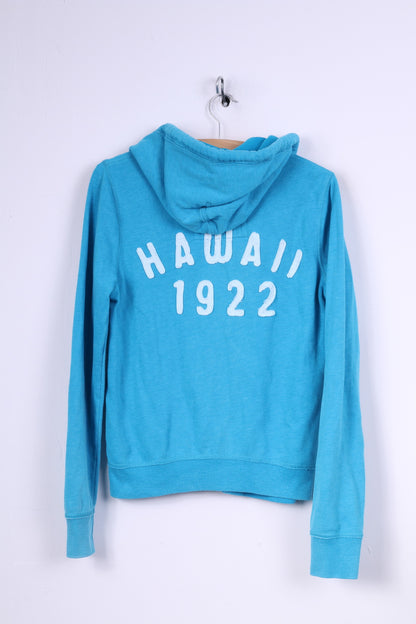 Hollister California Sweat-shirt à capuche pour femme L (M) avec fermeture éclair complète Bleu Aloha Sweat à capuche 