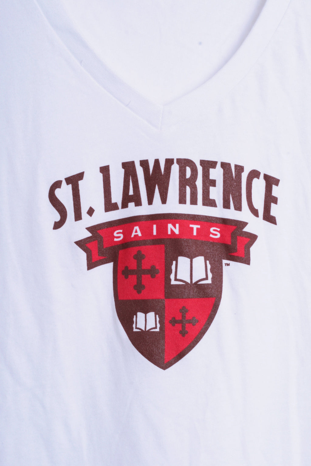 Champion St. Lawrence Saints Womens XS Shirt Blouse V Neck White Cotton - RetrospectClothes
