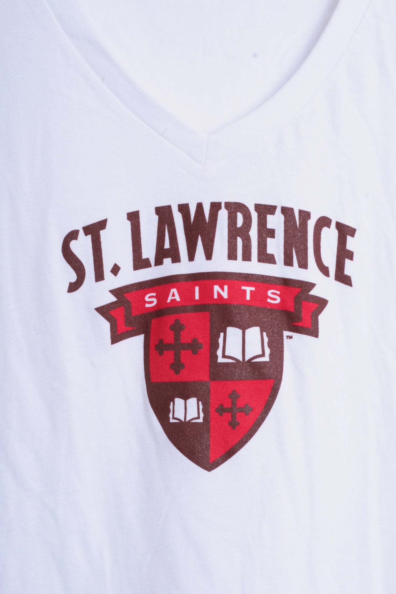 Champion St. Lawrence Saints Womens XS Shirt Blouse V Neck White Cotton - RetrospectClothes