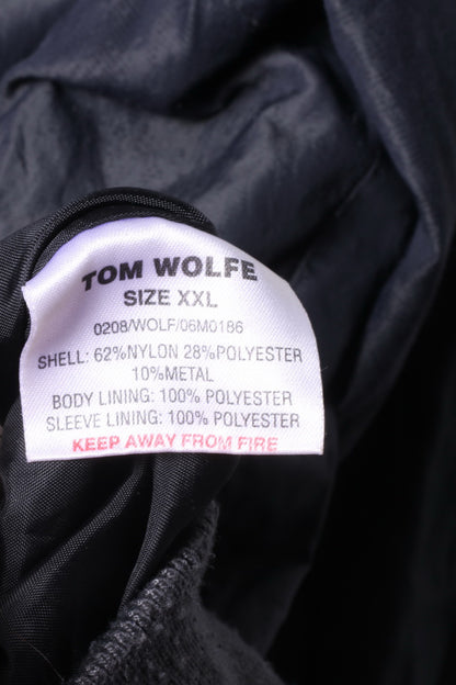 Tom Wolf Veste légère 2XL pour homme Noir avec fermeture éclair complète en nylon imperméable