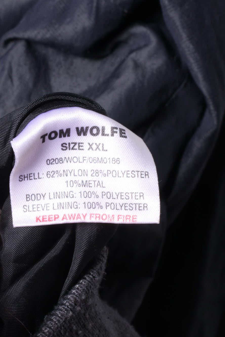 Tom Wolf Mens 2XL Lightweight Jacket Black Full Zipper Nylon Waterproof Top