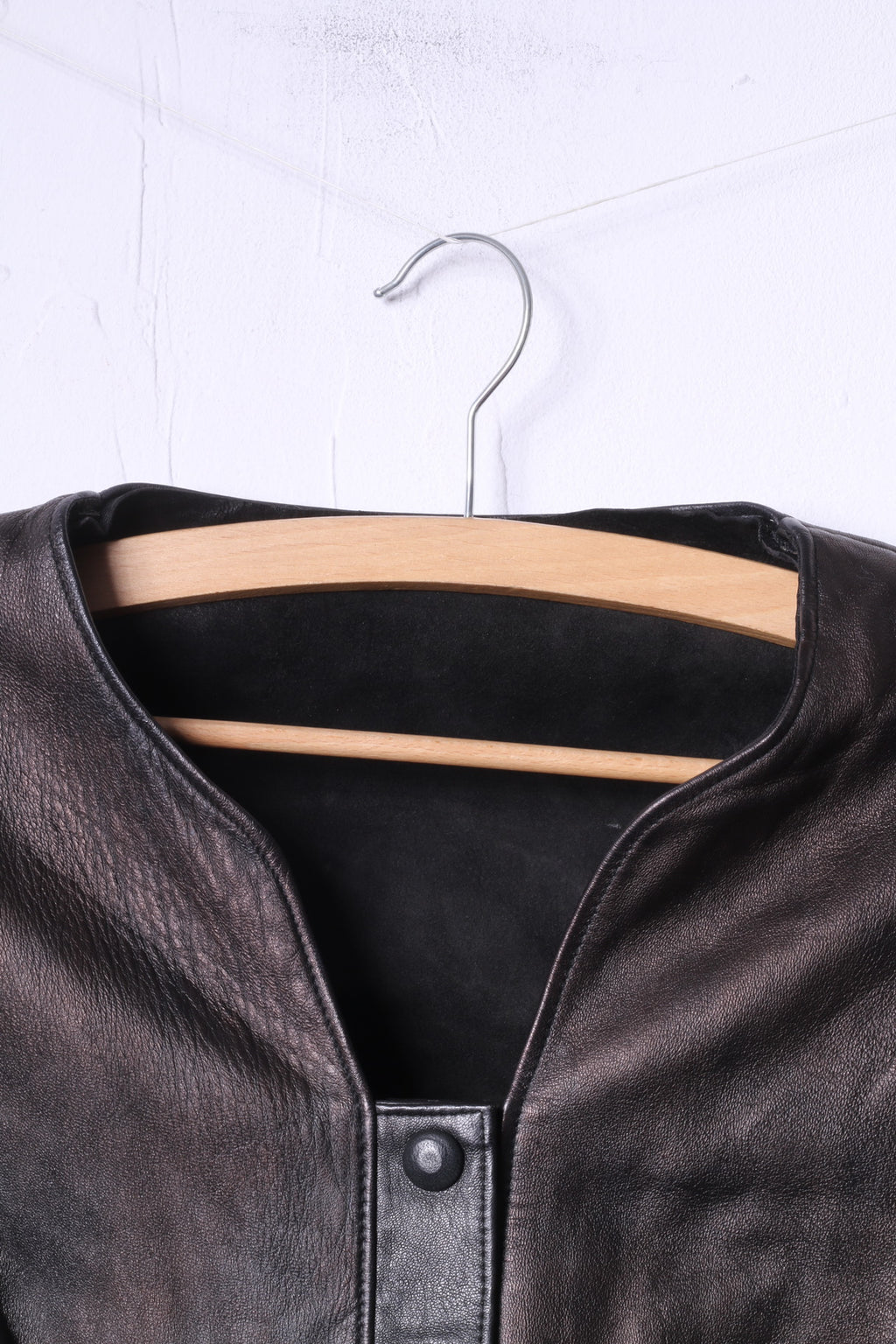 Star Collection Women 38 S Jacket Black Gold Leather Snaps Lace Shoulder Pads Top