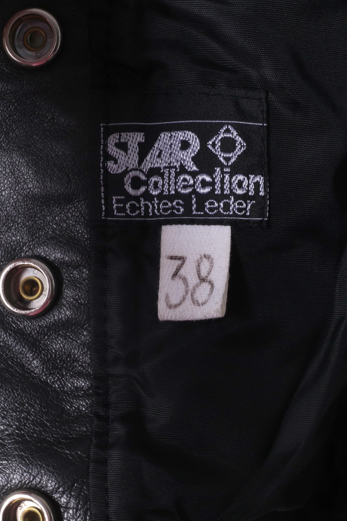 Star Collection Women 38 S Jacket Black Gold Leather Snaps Lace Shoulder Pads Top