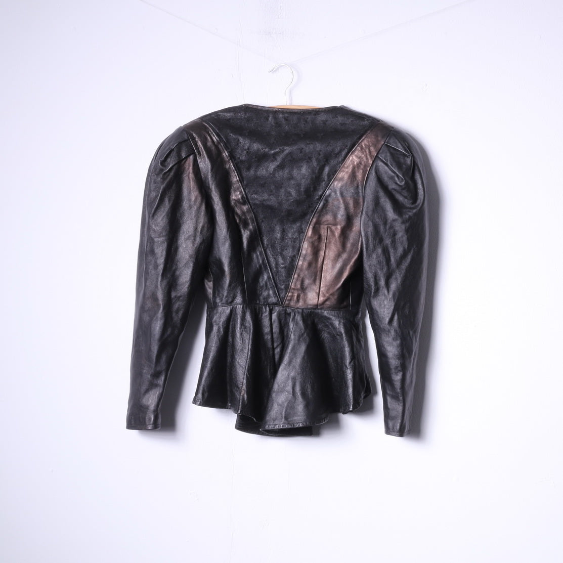 Star Collection Women 38 S Jacket Black Gold Leather Snaps Lace Shoulder Pads Top