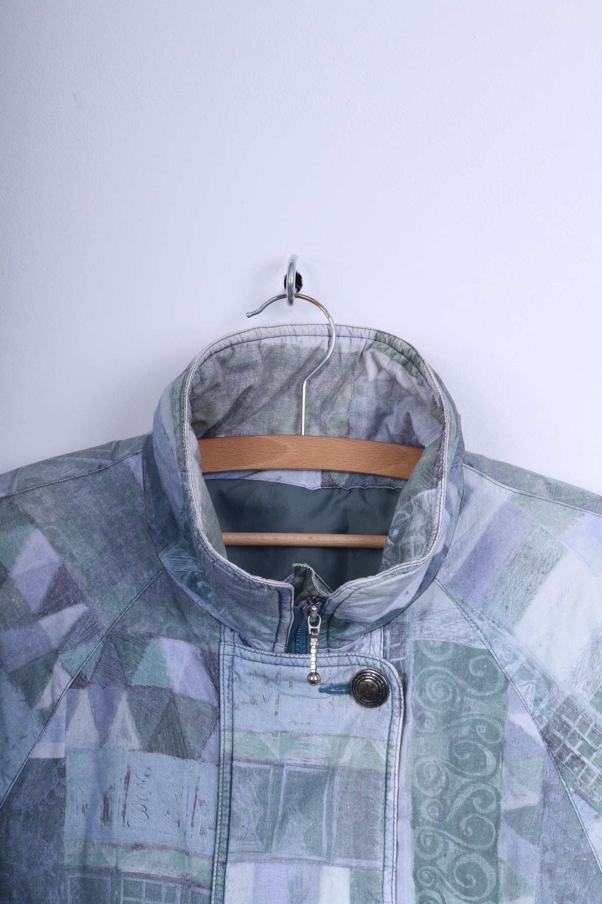 C&A YESSICA Womens M Jacket Vintage Blue Printed Greece Paqdded