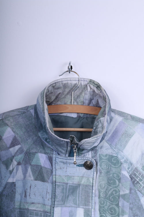C&amp;A YESSICA Veste M Femme Vintage Bleu Imprimé Grèce Paqdded