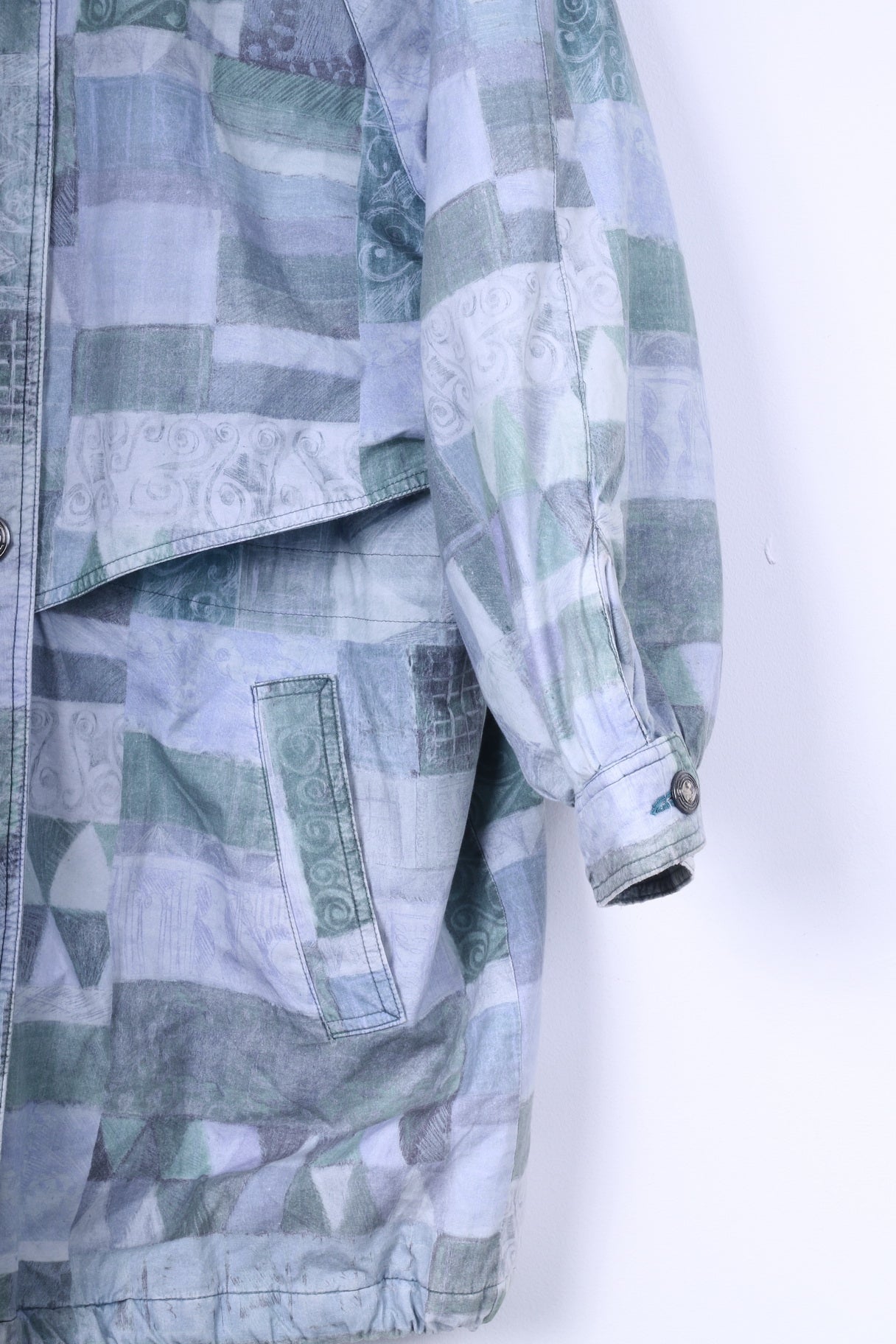 C&A YESSICA Womens M Jacket Vintage Blue Printed Greece Paqdded