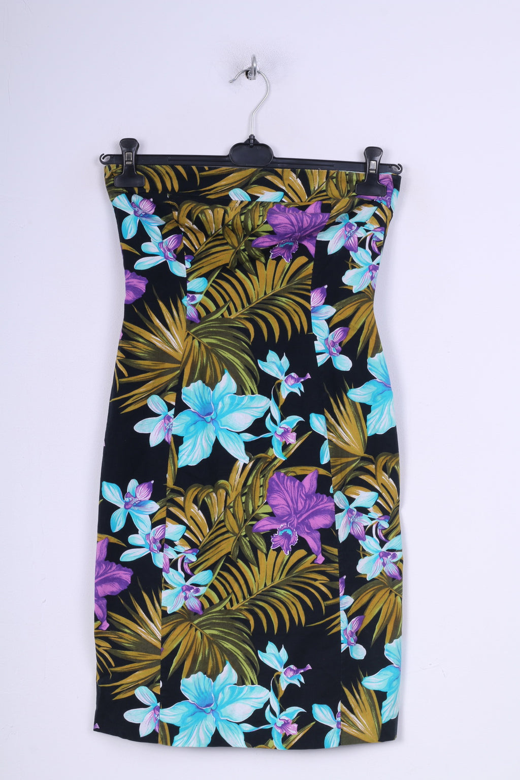 River Island Donna 10 S Abito tubolare Mini stampa floreale in cotone nero aderente estivo