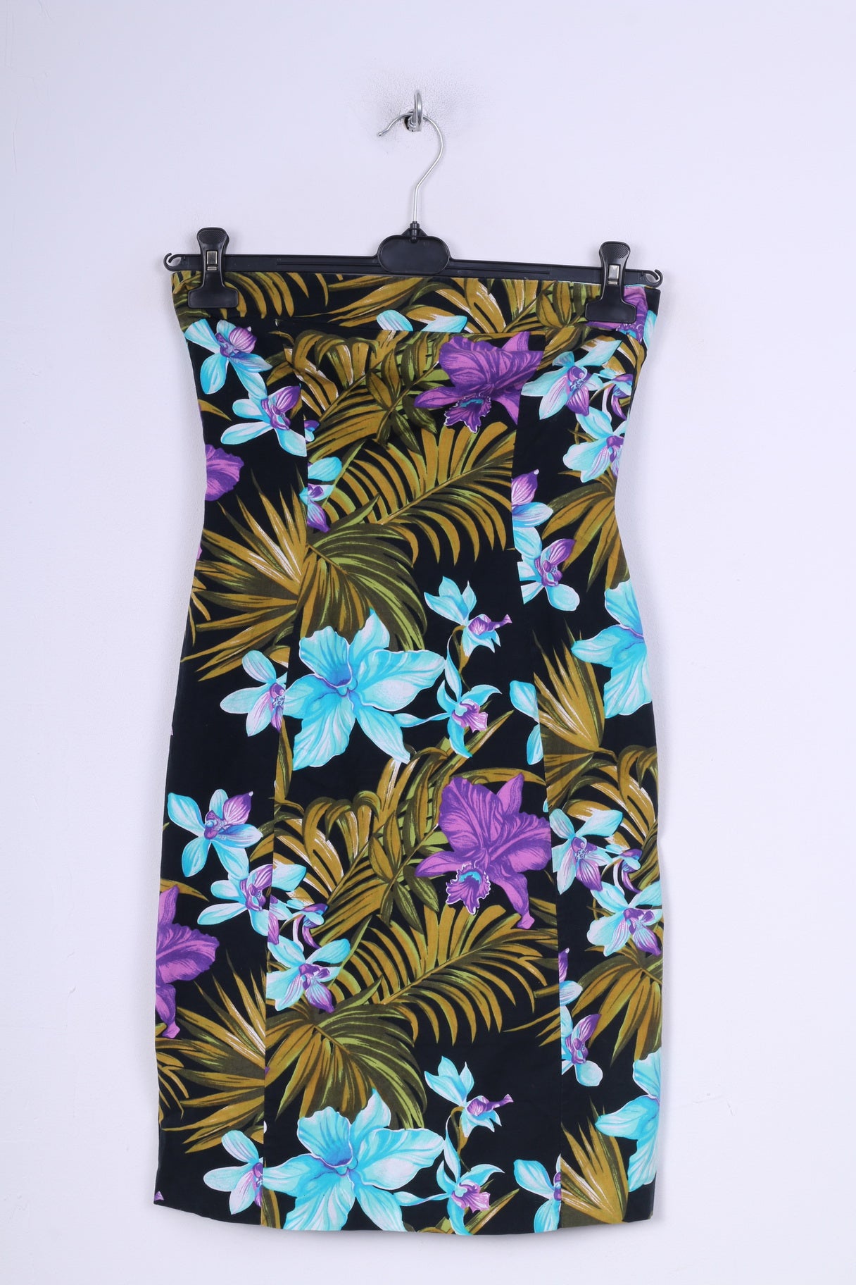 River Island Donna 10 S Abito tubolare Mini stampa floreale in cotone nero aderente estivo