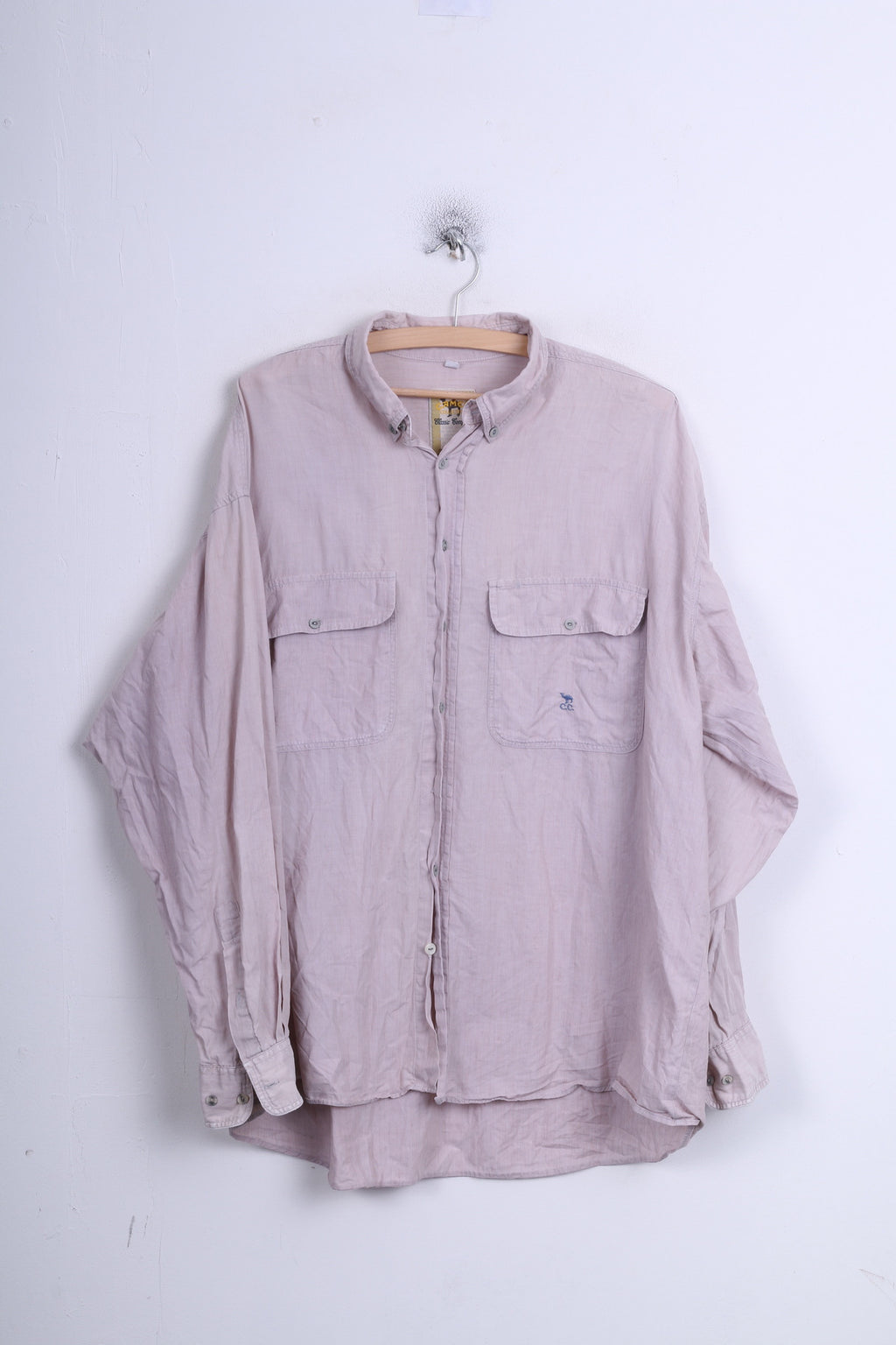 CAMEL Collection Chemise décontractée XL pour homme Beige Col boutonné vintage