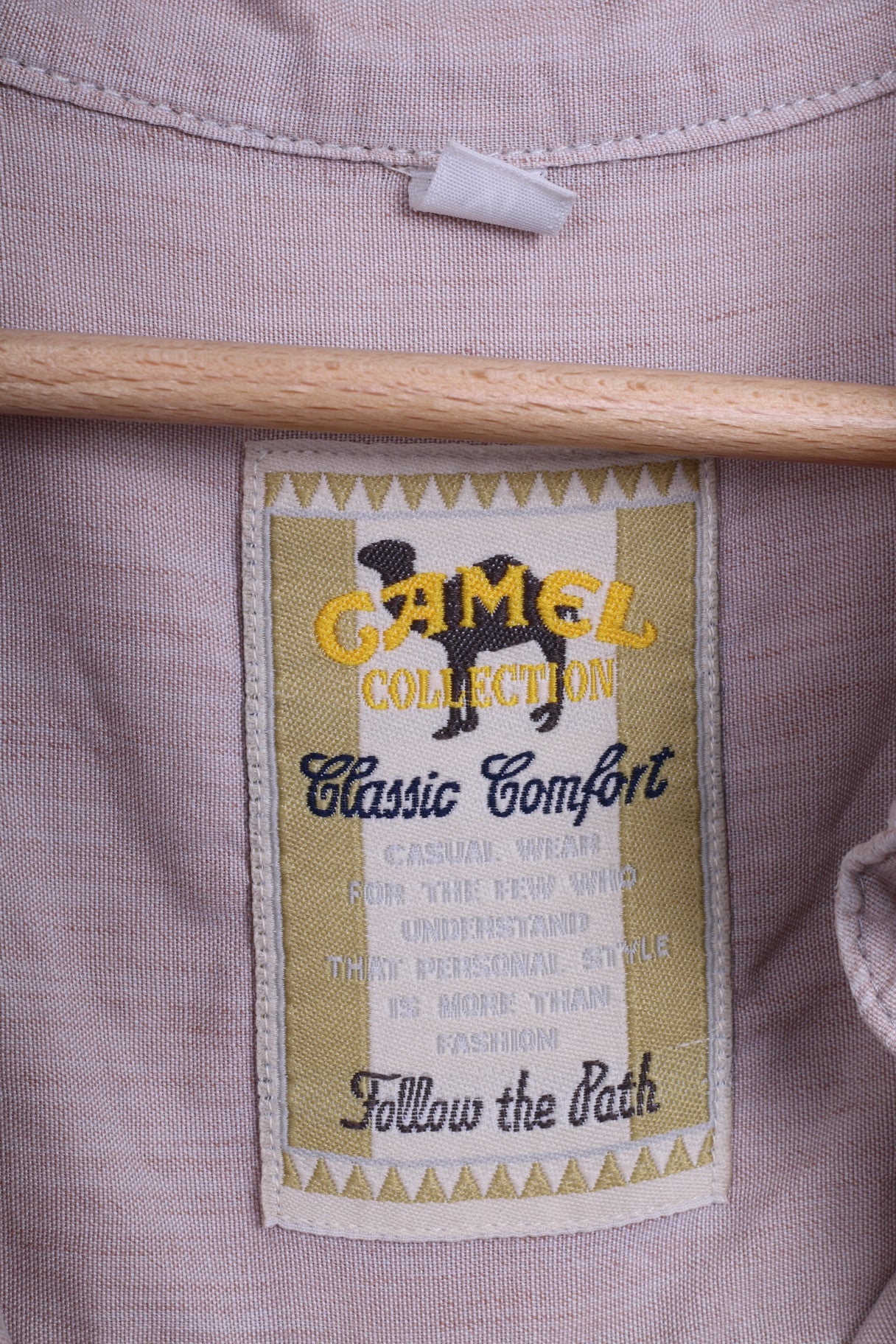 CAMEL Collection Chemise décontractée XL pour homme Beige Col boutonné vintage