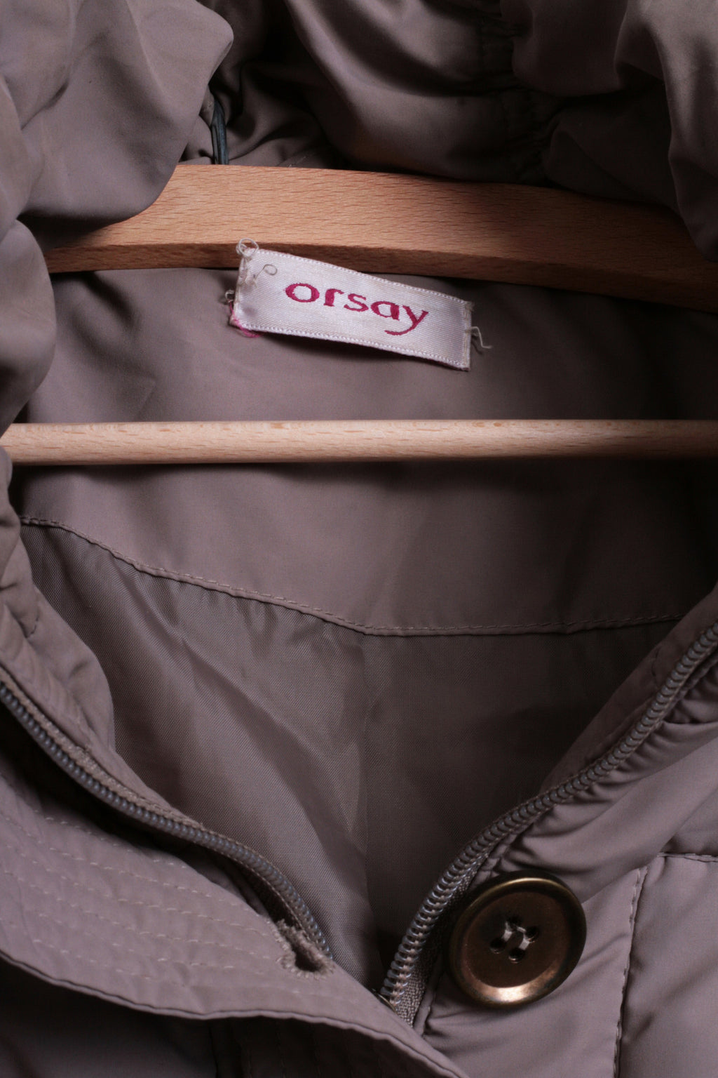 Orsay Womens 40 L Quilted Padded Jacket Parka Hood Brown Winter - RetrospectClothes