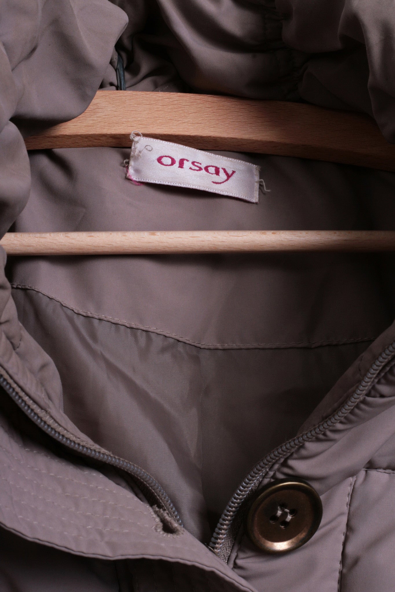 Orsay Womens 40 L Quilted Padded Jacket Parka Hood Brown Winter - RetrospectClothes