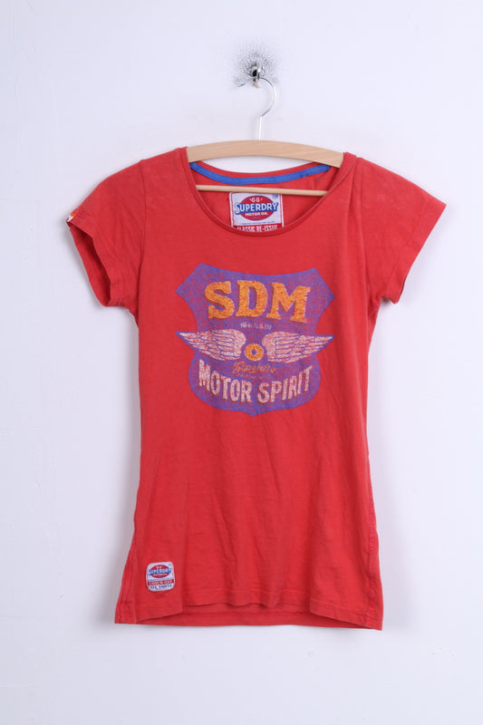 SUPERDRY Femme T-Shirt Col Rond Rouge Col rond