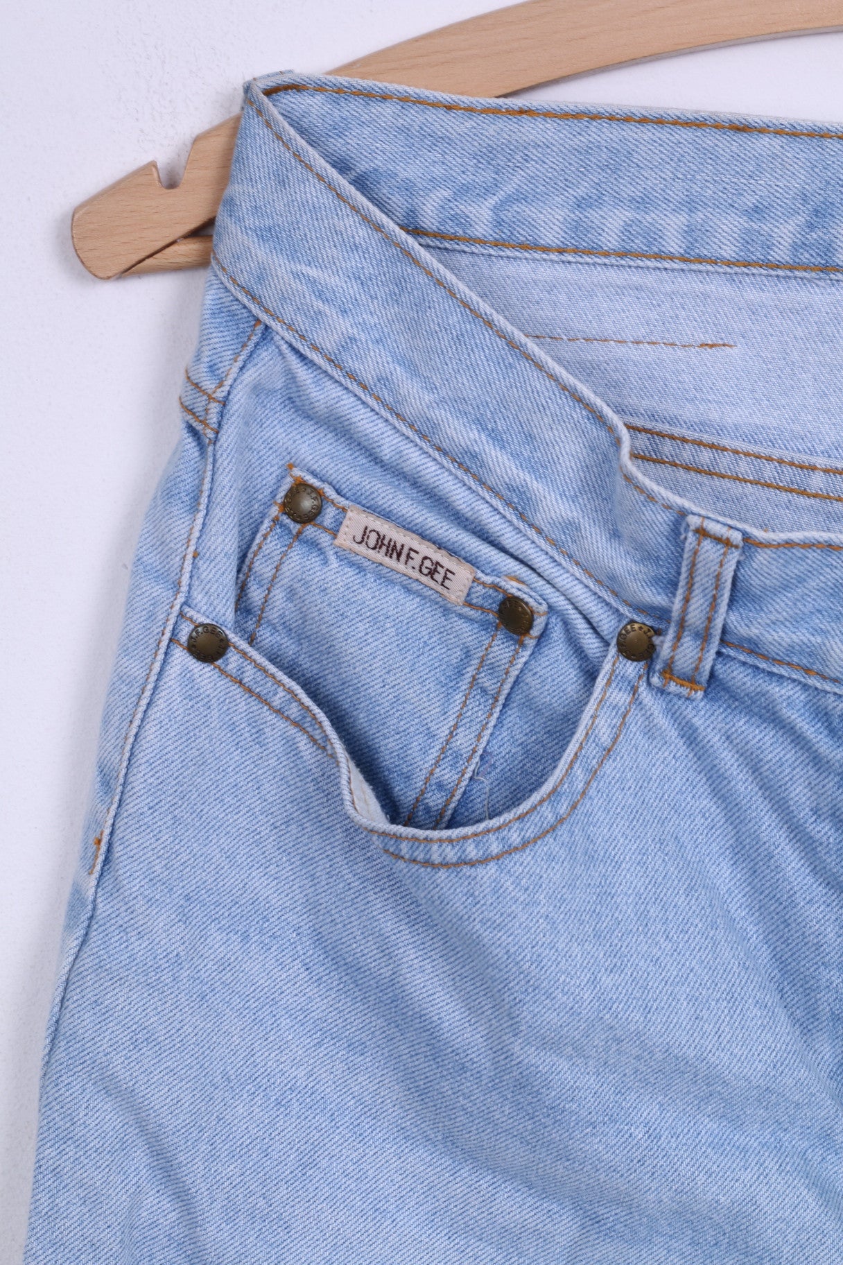 JOHN F.GEE Pantaloni da donna 38 Jeans azzurro a vita alta in denim retrò in cotone