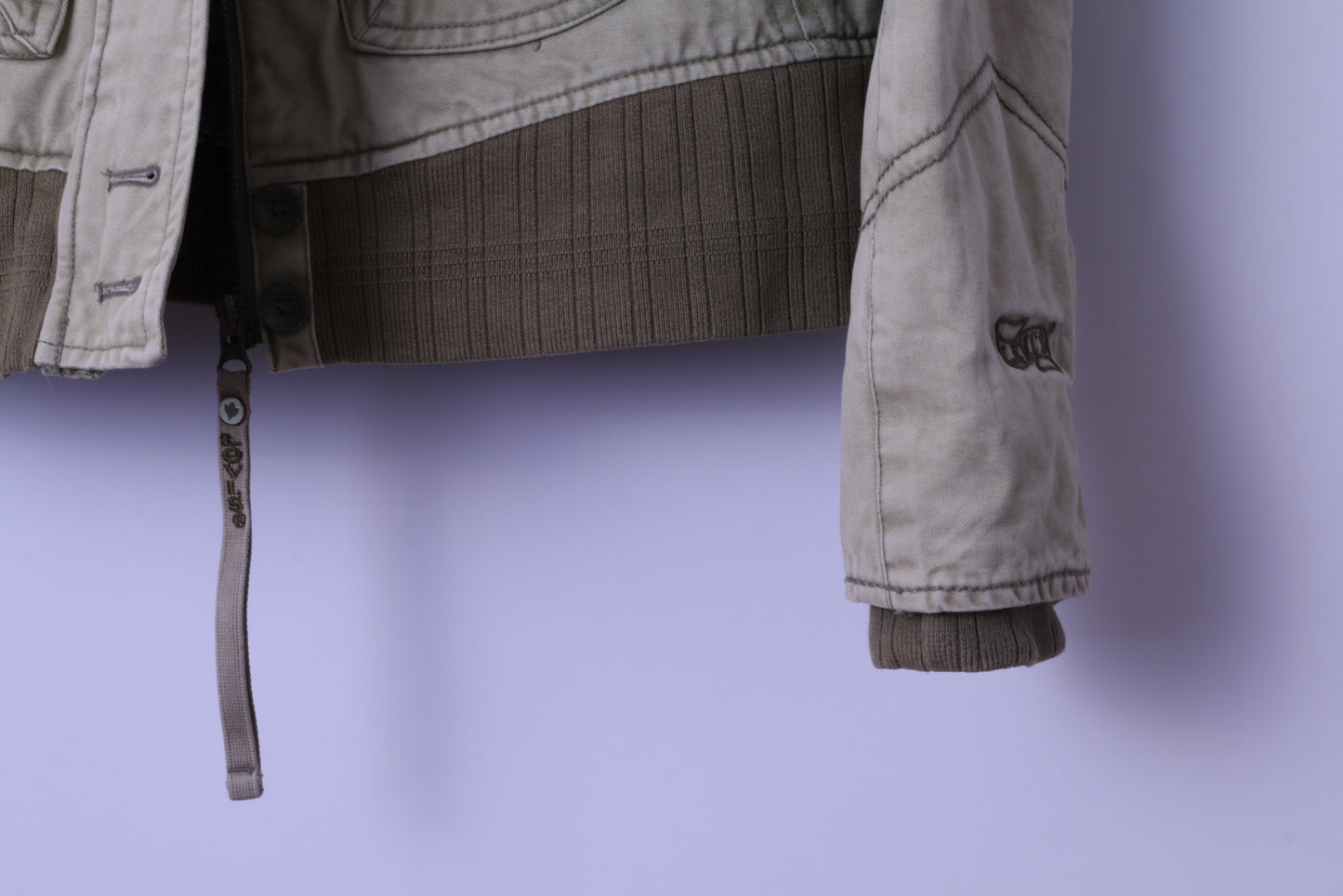 Levi's Womens M Jacket Bomber Khaki Cotton Paded Classic Full Zipper Top