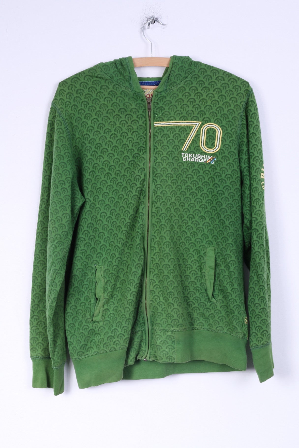 Felpa Ringspun da uomo M in cotone verde con cappuccio Tokushima Chargers