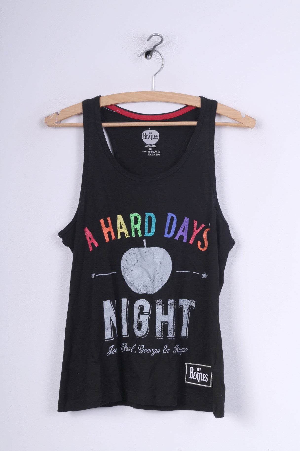 Primark The Beatles Femme 10/12 M Chemise Débardeur Graphique Coton Noir A Hard Days Night 