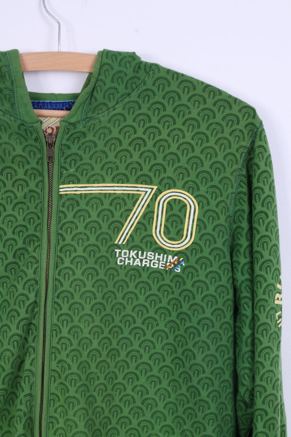 Felpa Ringspun da uomo M in cotone verde con cappuccio Tokushima Chargers