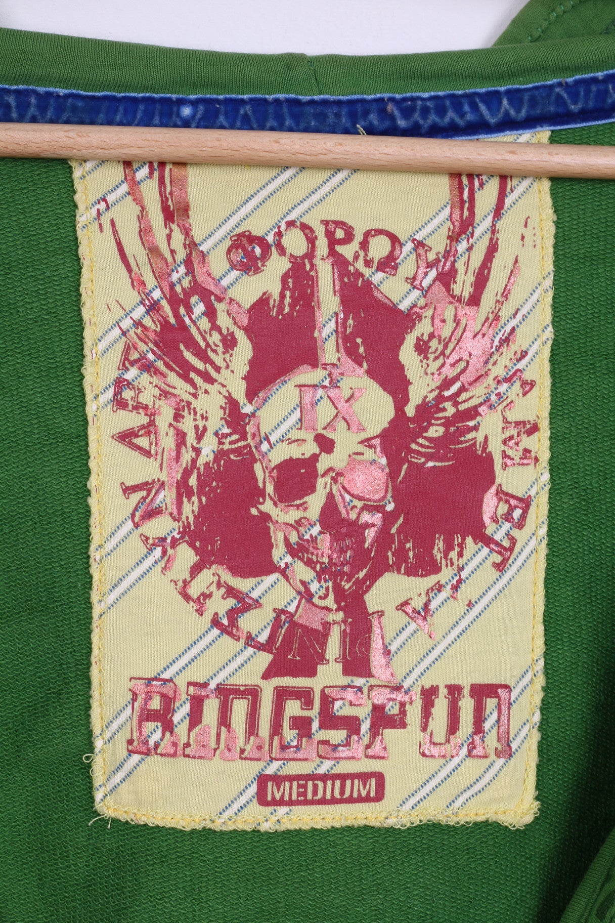 Felpa Ringspun da uomo M in cotone verde con cappuccio Tokushima Chargers