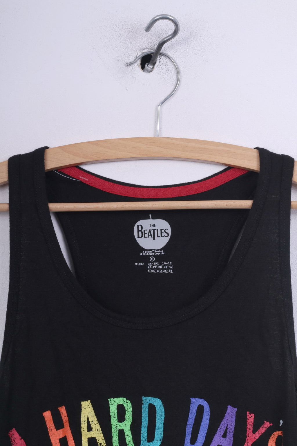 Primark The Beatles Maglietta da donna 10/12 M Canotta Grafica Cotone Nera A Hard Days Night 