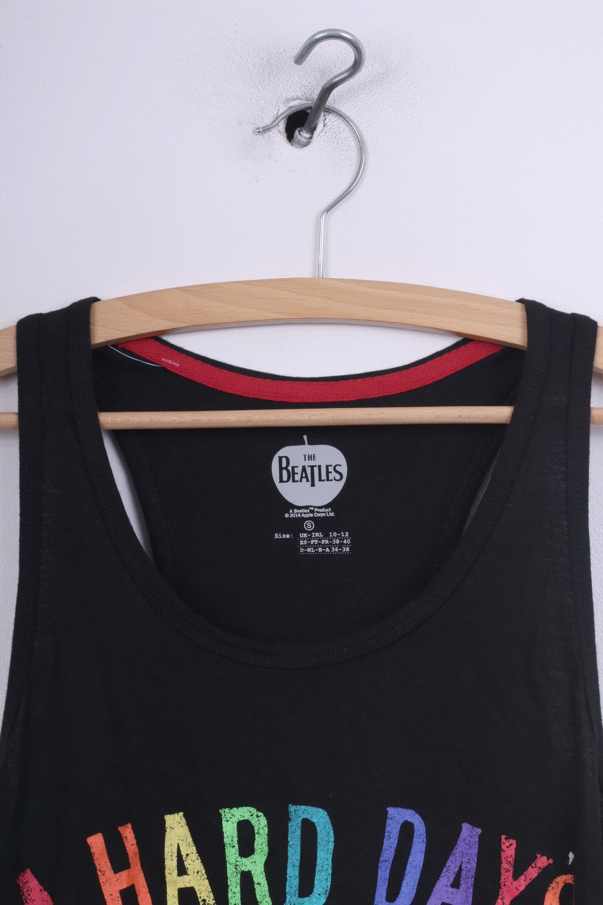 Primark The Beatles Femme 10/12 M Chemise Débardeur Graphique Coton Noir A Hard Days Night 