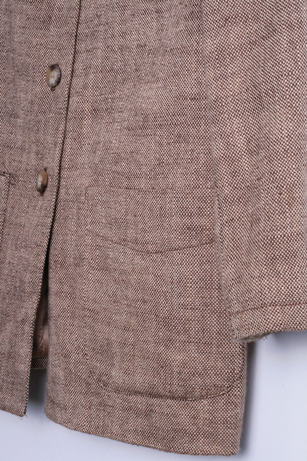 Orvis Womens 6 M Blazer Top Suit Brown Stand-Up Collar Single Breasted - RetrospectClothes