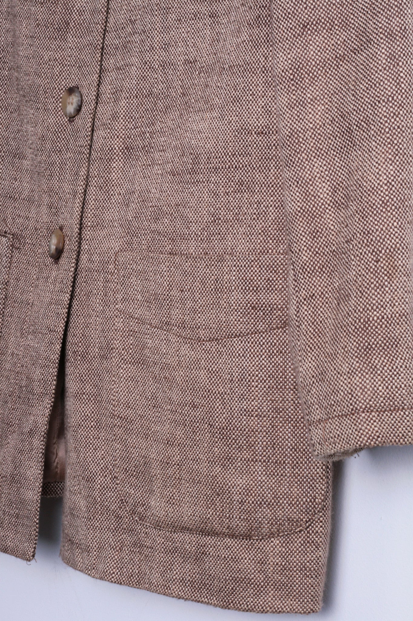 Orvis Womens 6 M Blazer Top Suit Brown Stand-Up Collar Single Breasted - RetrospectClothes