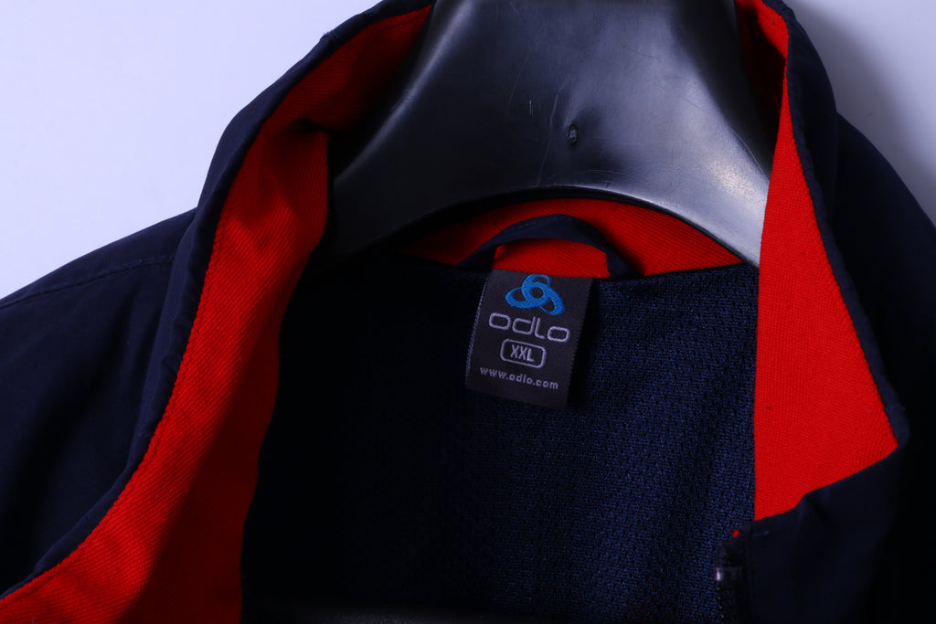 ODLO Mens XXL Jacket Navy Lightweight Zip Up Active Sportswear Windproof Top