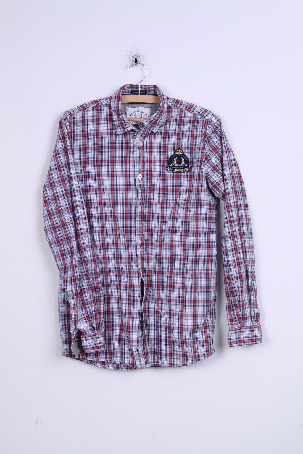 McGregor Boys 176 Camicia casual a quadri con colletto button down in cotone a maniche lunghe