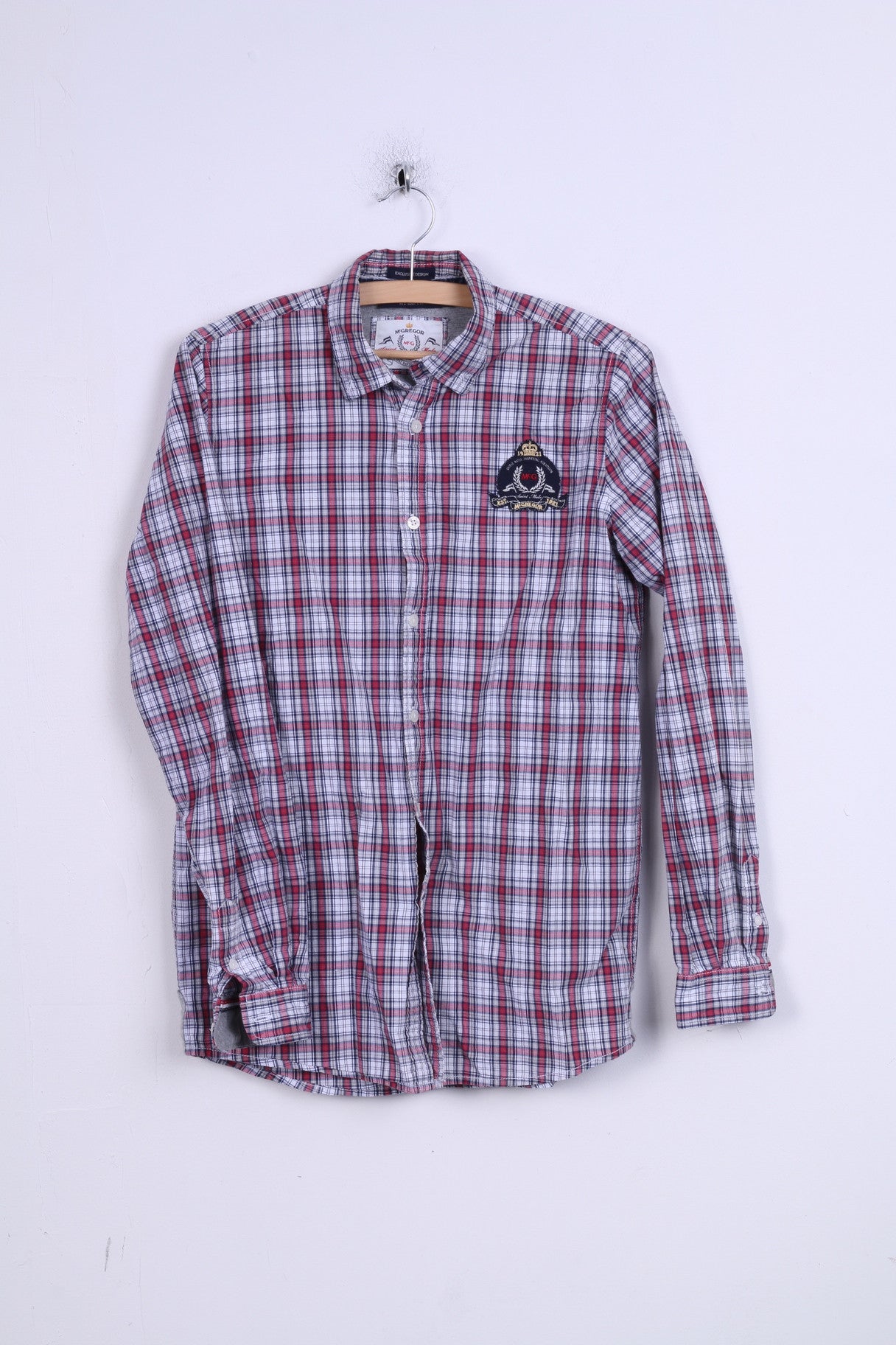 McGregor Boys 176 Camicia casual a quadri con colletto button down in cotone a maniche lunghe