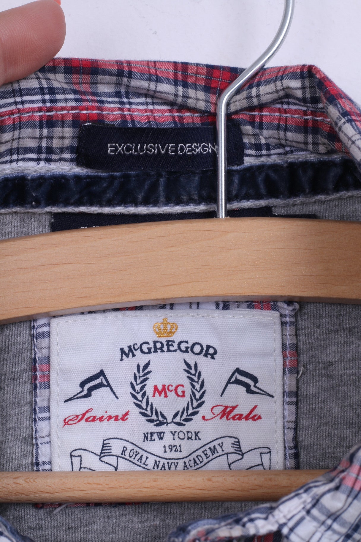 McGregor Boys 176 Camicia casual a quadri con colletto button down in cotone a maniche lunghe