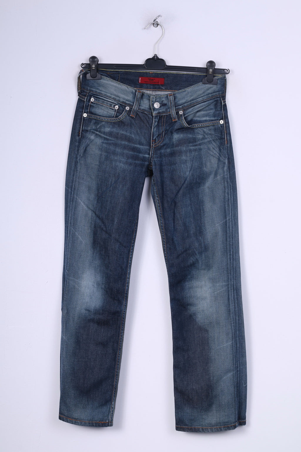 Pantaloni Levi's Eve Square da donna W28 L30 taglio denim gamba dritta blu scuro lavato