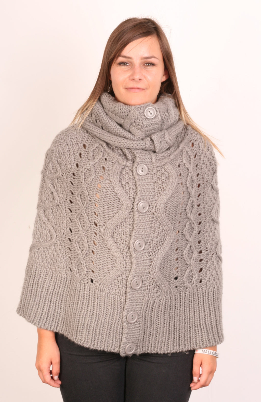 Vila Clothes Womens Jumper One size Grey Poncho Infinity Scarf Wool - RetrospectClothes