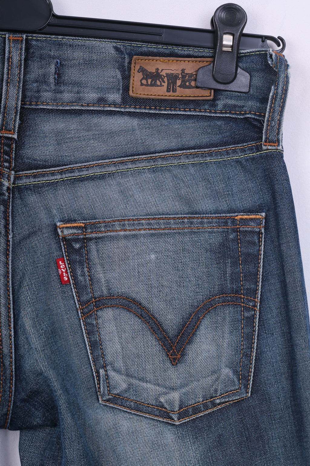 Pantaloni Levi's Eve Square da donna W28 L30 taglio denim gamba dritta blu scuro lavato