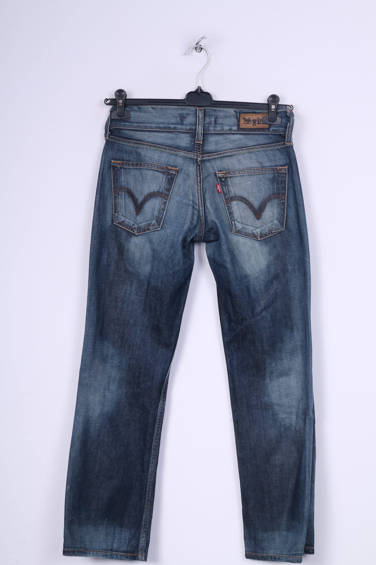 Pantaloni Levi's Eve Square da donna W28 L30 taglio denim gamba dritta blu scuro lavato