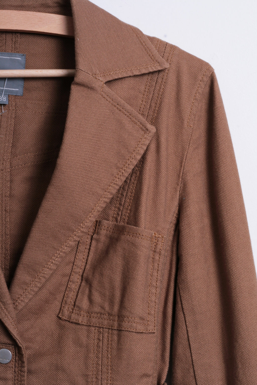 Marc Aurel Womens M Blazer Top Suit Brown Belt Cotton Single Breasted - RetrospectClothes