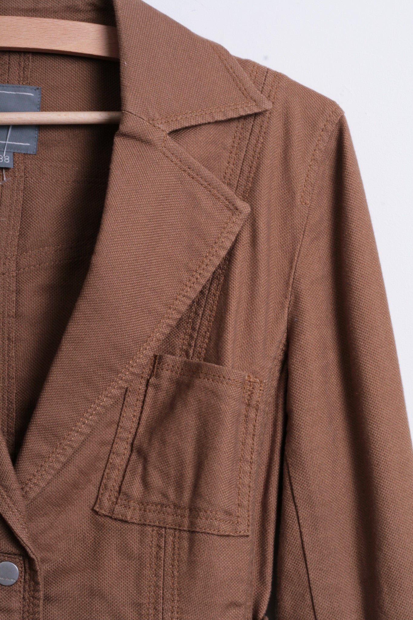 Marc Aurel Womens M Blazer Top Suit Brown Belt Cotton Single Breasted - RetrospectClothes