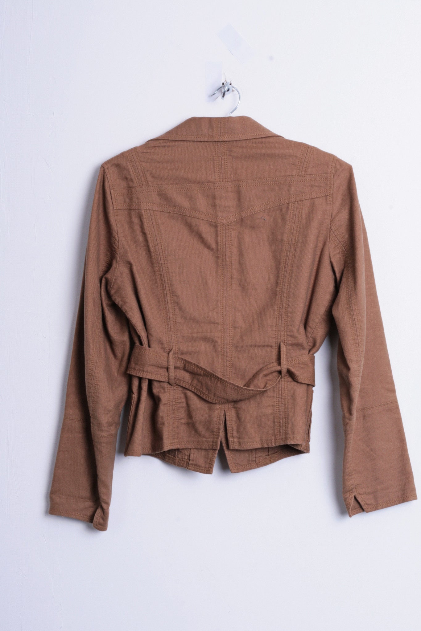 Marc Aurel Womens M Blazer Top Suit Brown Belt Cotton Single Breasted - RetrospectClothes