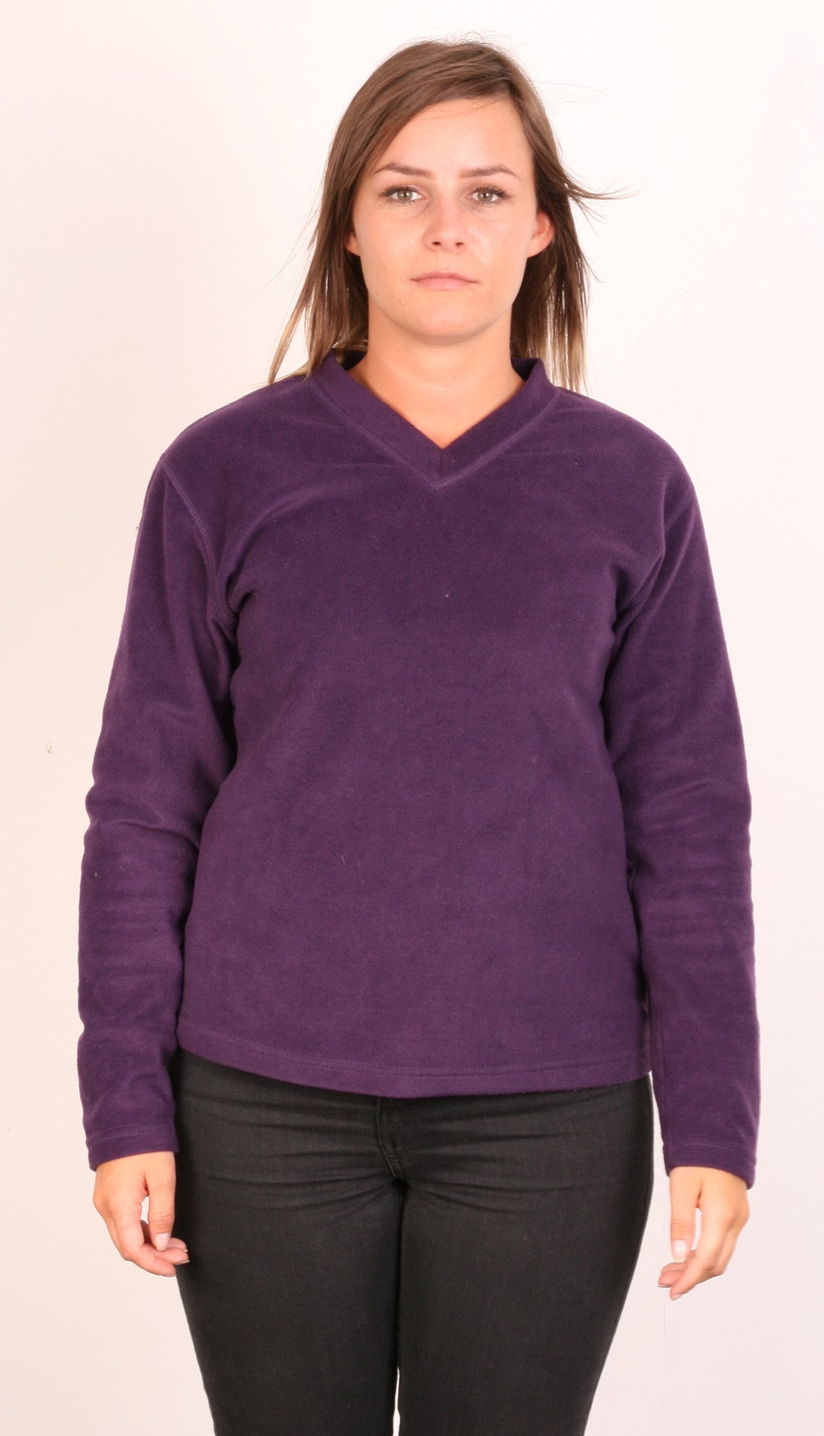 Peter Storm Womens L Fleece Jacket V Neck Purple Long Sleeve - RetrospectClothes