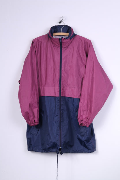 Antartex Mens S Rain Jacket Outdoors Hooded Plum/Navy Nylon Waterproof Hidden Hood