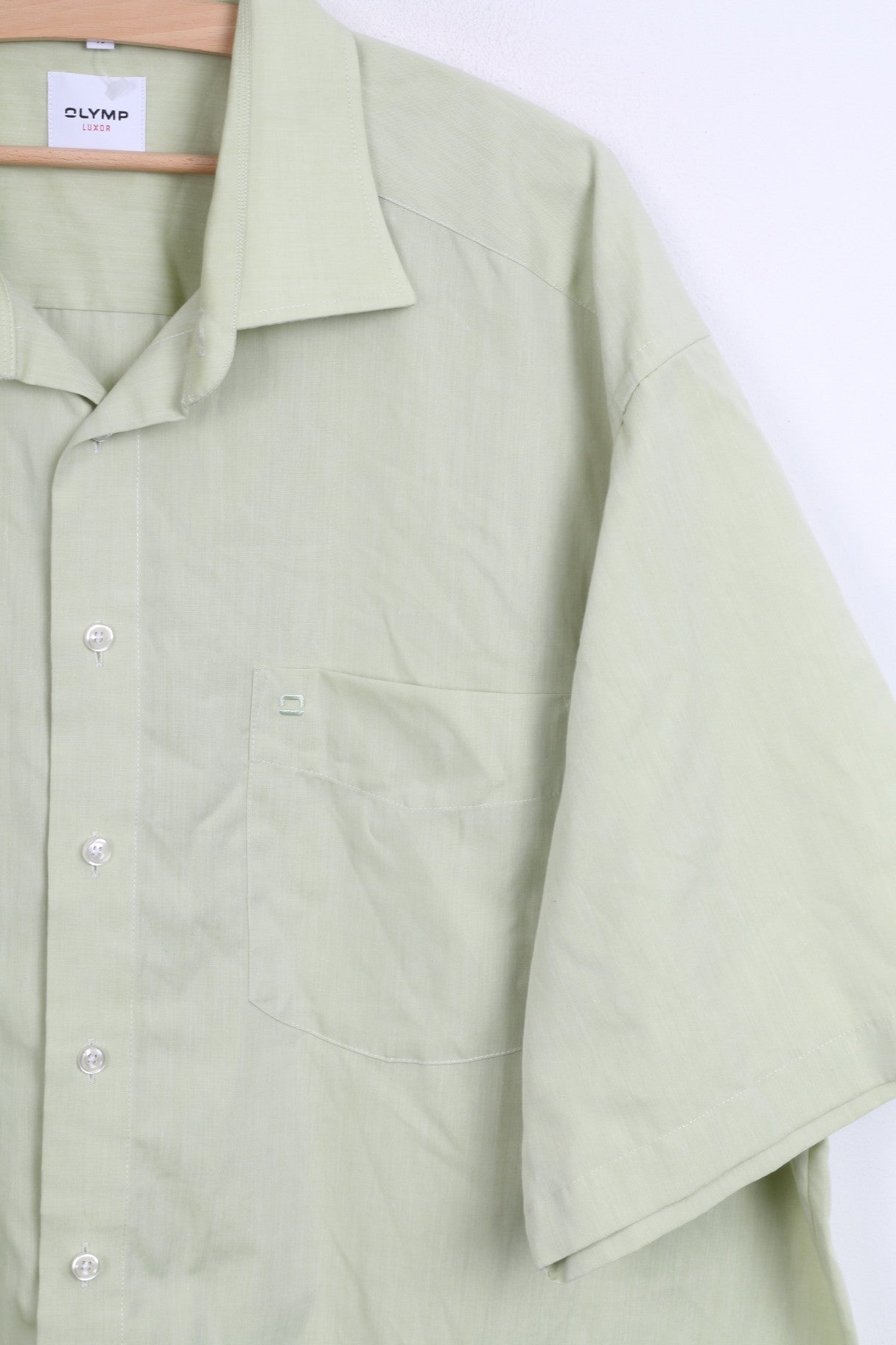 OLYMP Luxor Mens XXL Casual Shirt Green Short Sleeve Standard Collar 45