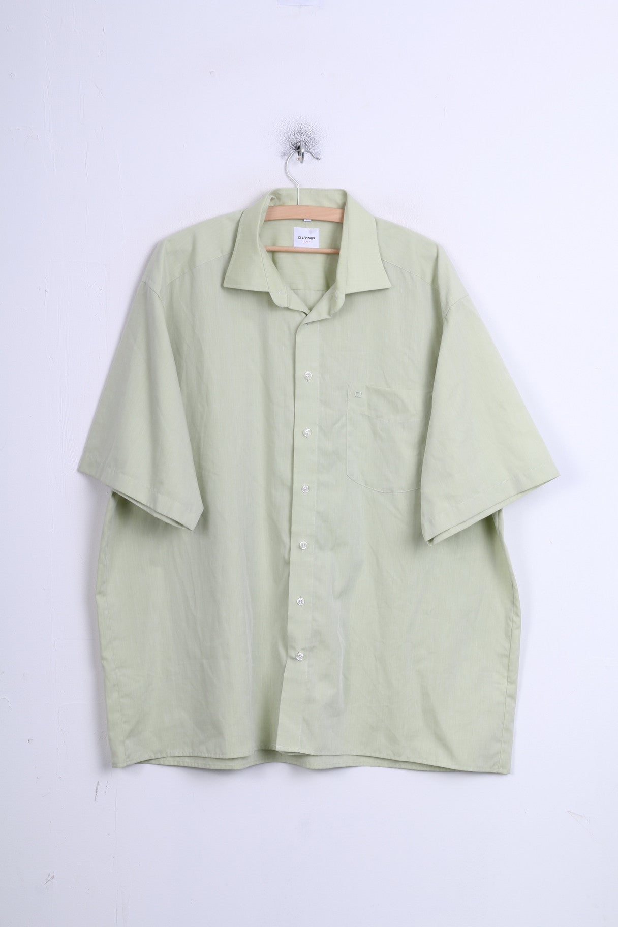 OLYMP Luxor Mens XXL Casual Shirt Green Short Sleeve Standard Collar 45