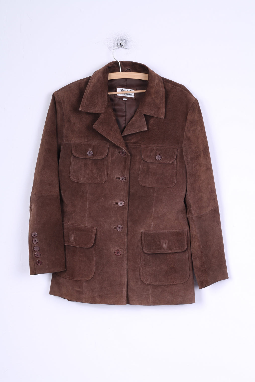 Giacca M da donna Full Power Capispalla monopetto in pelle marrone