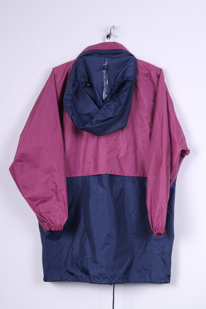 Antartex Mens S Rain Jacket Outdoors Hooded Plum/Navy Nylon Waterproof Hidden Hood