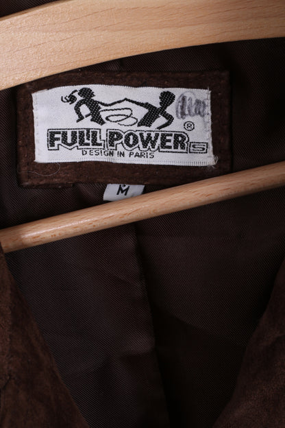 Full Power Womens M Jacket Brown Leather Single Breasted Outwear