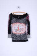 Custoc Barcelona Maglia da donna 4 S in cotone elasticizzato con grafica Tiger a maniche lunghe