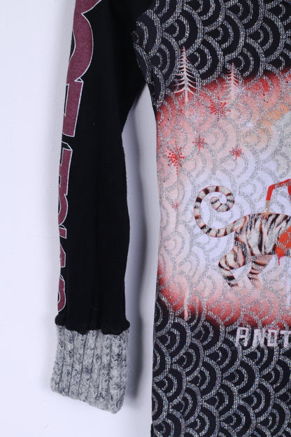 Custoc Barcelona Maglia da donna 4 S in cotone elasticizzato con grafica Tiger a maniche lunghe
